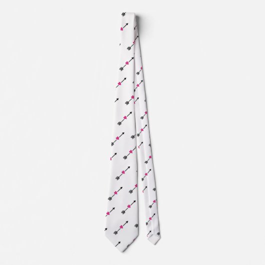 Schwarzer Pfeil mit Fuchsia Herz Neck Tie Krawatte (Vorderseite)