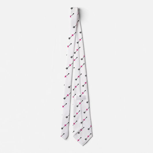 Schwarzer Pfeil mit Fuchsia Herz Neck Tie Krawatte (Rückseite)