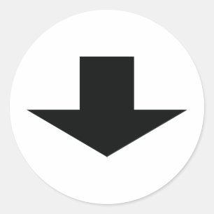 schwarzer Pfeil unten Runder Aufkleber