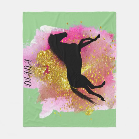 SCHWARZER PFERD PERSONALISIERTER BLANKET FLEECEDECKE (Vorderseite)