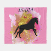 SCHWARZER PFERD PERSONALISIERTER BLANKET FLEECEDECKE (Vorderseite (Horizontal))