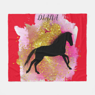 SCHWARZER PFERD PERSONALISIERTER BLANKET FLEECEDECKE