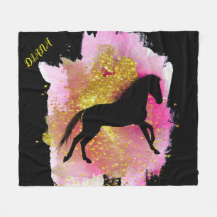 SCHWARZER PFERD PERSONALISIERTER BLANKET FLEECEDECKE
