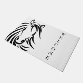 Schwarzer Pferdekopf Fußmatte (Schrägansicht)