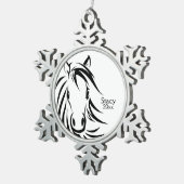 Schwarzer Pferdekopf Schneeflocken Zinn-Ornament (Rechts)