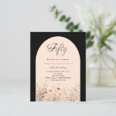 Schwarzer Pfirsich Wildblume 50. Geburtstag Einlad (Stehend Vorderseite)