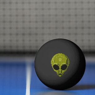 Schwarzer Ping-Pong-Ball mit grünem Außerirdischen Tischtennisball