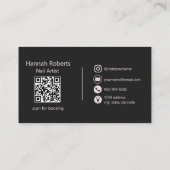 Schwarzer Pink QR-Code Nageldesignerin Moderne Typ Visitenkarte (Rückseite)