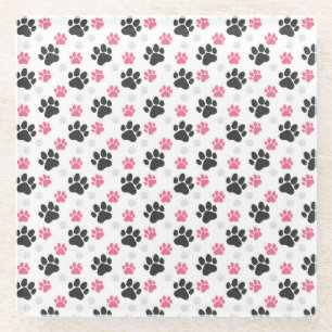Schwarzer Pinker Pfotenabdruck Hundebesitzer Puppy Glasuntersetzer
