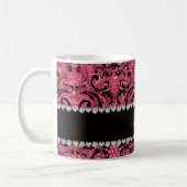Schwarzer pinkfarbener rosa Glitterdamast des Kaffeetasse (Links)