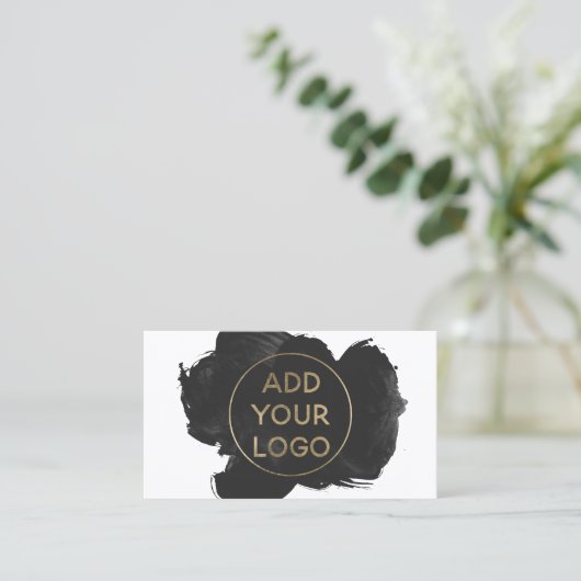 Schwarzer Pinselstrich lädt Ihr Logo hoch Visitenkarte (Stehend Vorderseite)