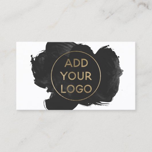 Schwarzer Pinselstrich lädt Ihr Logo hoch Visitenkarte (Vorderseite)