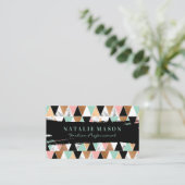 Schwarzer Pinselstrich | Marmorfarben-Dreiecke Visitenkarte (Stehend Vorderseite)