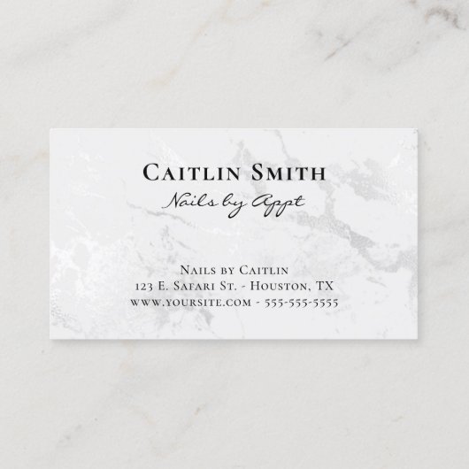 Schwarzer Pinselstrich Silberstreifen, weißer Foil Visitenkarte (Rückseite)