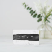 Schwarzer Pinselstrich Silberstreifen, weißer Foil Visitenkarte (Stehend Vorderseite)