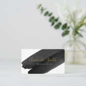 Schwarzer Pinselstrich und goldener Pinselstrich Visitenkarte (Stehend Vorderseite)