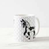 Schwarzer Pinto Cartoon Trotting Horse Illustratio Kaffeetasse (VorderseiteRechts)