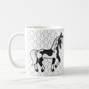 Schwarzer Pinto Cartoon Trotting Horse Illustratio Kaffeetasse