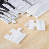 Schwarzer Pinto Paint Quarter Pferde im Schnee Puzzle (Seite)