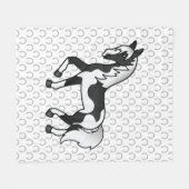 Schwarzer Pinto Trotting Horse Cartoon Illustratio Fleecedecke (Vorderseite (Horizontal))