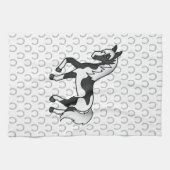 Schwarzer Pinto Trotting Horse Cartoon Illustratio Geschirrtuch (Horizontal)
