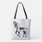 Schwarzer Pinto Trotting Horse Cartoon Illustratio Tasche (Rückseite)