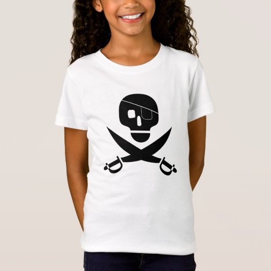 Schwarzer Piratenschädel mit Augenpflaster und Kre T-Shirt (Vorderseite)