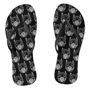 Schwarzer Pitbull-Hund-Flip-Flops Badesandalen