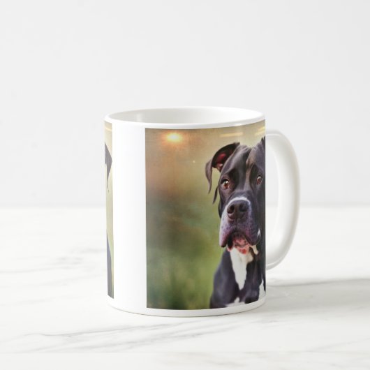 Schwarzer Pitbull Kaffeetasse (VorderseiteRechts)
