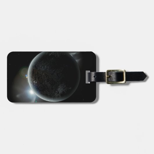 Schwarzer Planet 3D-Abbildung im Universum Gepäckanhänger (Vorderseite horizontal)