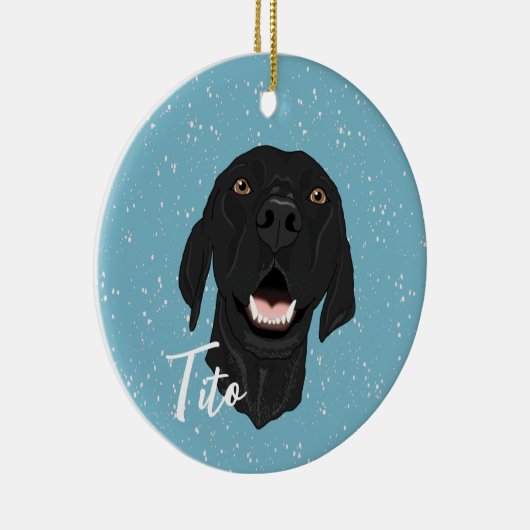 Schwarzer Pointer Puppy Keramik Ornament (Rechts)