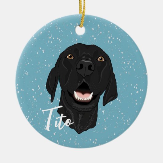 Schwarzer Pointer Puppy Keramik Ornament (Vorne)