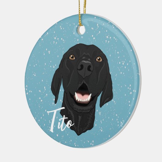 Schwarzer Pointer Puppy Keramik Ornament (Links)