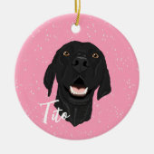 Schwarzer Pointer Puppy Keramik Ornament (Vorne)
