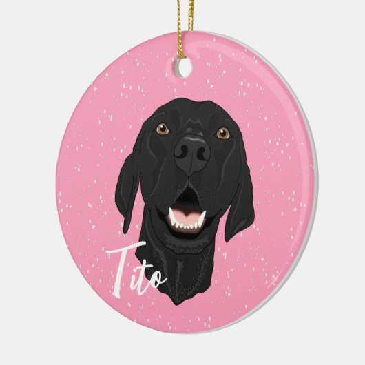 Schwarzer Pointer Puppy Keramik Ornament (Links)
