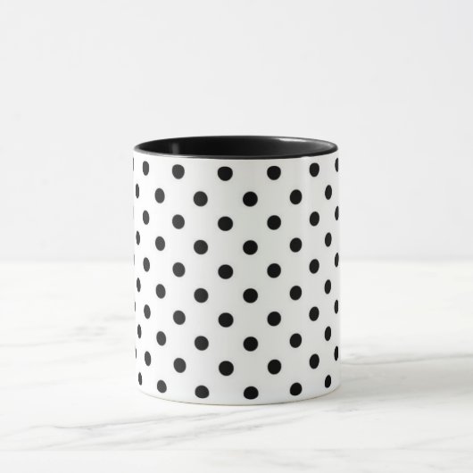 Schwarzer Polka-Dot, anpassbare Hintergrundfarbe Tasse (Zentrum)