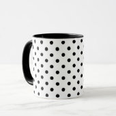 Schwarzer Polka-Dot, anpassbare Hintergrundfarbe Tasse (Vorderseite Links)