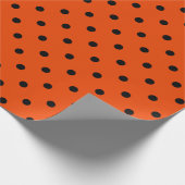 Schwarzer Polka-Dot auf hellen Orangen großen Raum Geschenkpapier (Ecke)