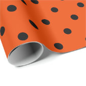 Schwarzer Polka-Dot auf hellen Orangen großen Raum Geschenkpapier (Rolleneckpunkt)
