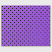Schwarzer Polka-Dot auf Lila Großraum Geschenkpapier (Flach)
