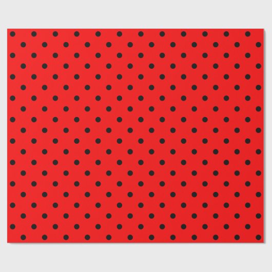 Schwarzer Polka Dot auf Red Large Space Wrapping P Geschenkpapier (Flach)