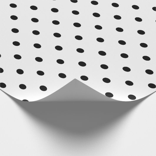 Schwarzer Polka-Dot auf weißem großen Raum Geschenkpapier (Ecke)