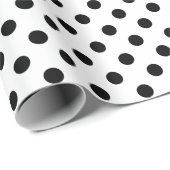 Schwarzer Polka-Dot auf weißem Mittelraum Geschenkpapier (Rolleneckpunkt)