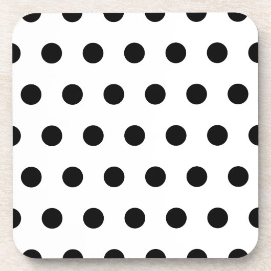 Schwarzer Polka-Dot Getränkeuntersetzer (Vorderseite)