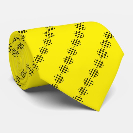 Schwarzer Polka-Dot-Kreislauf-Muster auf gelber Fa Krawatte (Gerollt)