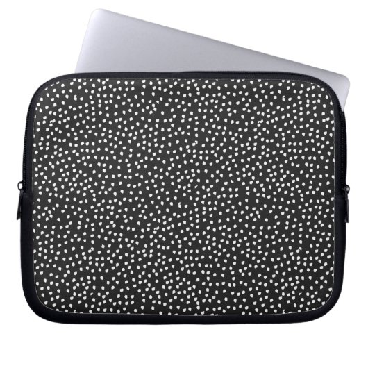 Schwarzer Polka-Dot-Laptop Laptopschutzhülle (Vorderseite)