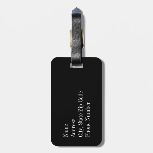 Schwarzer Polka-Dot mit Lilac Monogramm Gepäckanhänger (Rückseite vertikal)