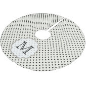 Schwarzer Polka-Dot-Polkad-Monogramm-Treenrock Polyester Weihnachtsbaumdecke (Schrägansicht)