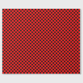 Schwarzer Polka-Dot über rotes Wrapping-Papier Geschenkpapier (Flach)