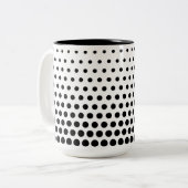 Schwarzer Polka Dots moderne Weiß Zweifarbige Tasse (Vorderseite Links)